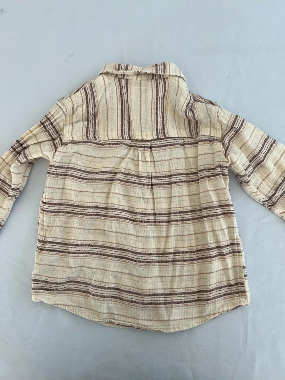 Zara Cream and Brown Striped Kids Button-Up Shirt